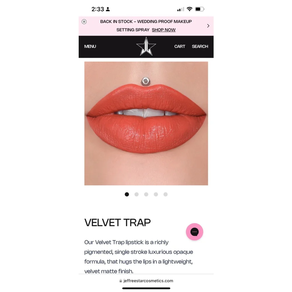 NIB Jeffree Star Cosmetics Velvet Trap Lipstick Kumquat